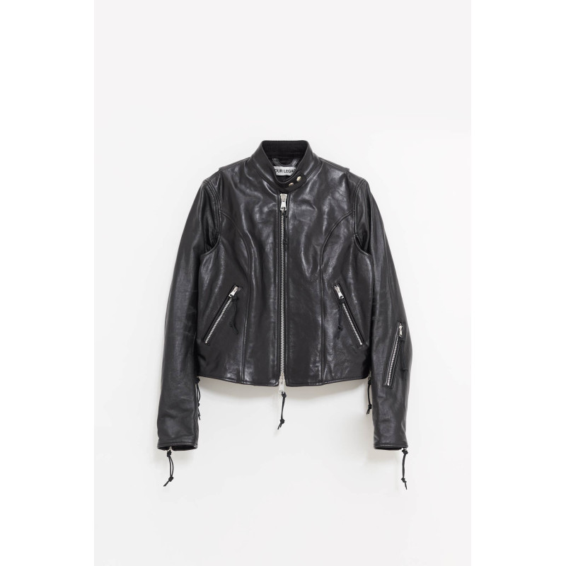 OUR LEGACY WHISKER BLACK BUFFED LAMBSKIN YOKAI LEATHER JACKET